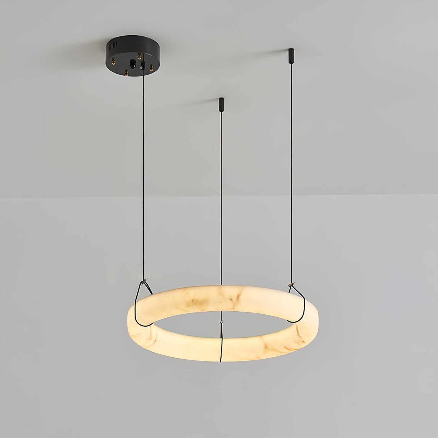 Alabaster Ring Pendant Lamp - Elegant Design with Adjustable Height