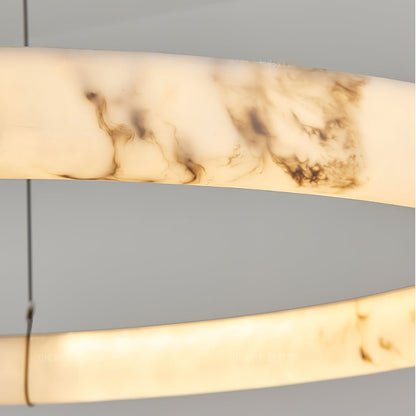 Alabaster Ring Pendant Lamp - Elegant Design with Adjustable Height