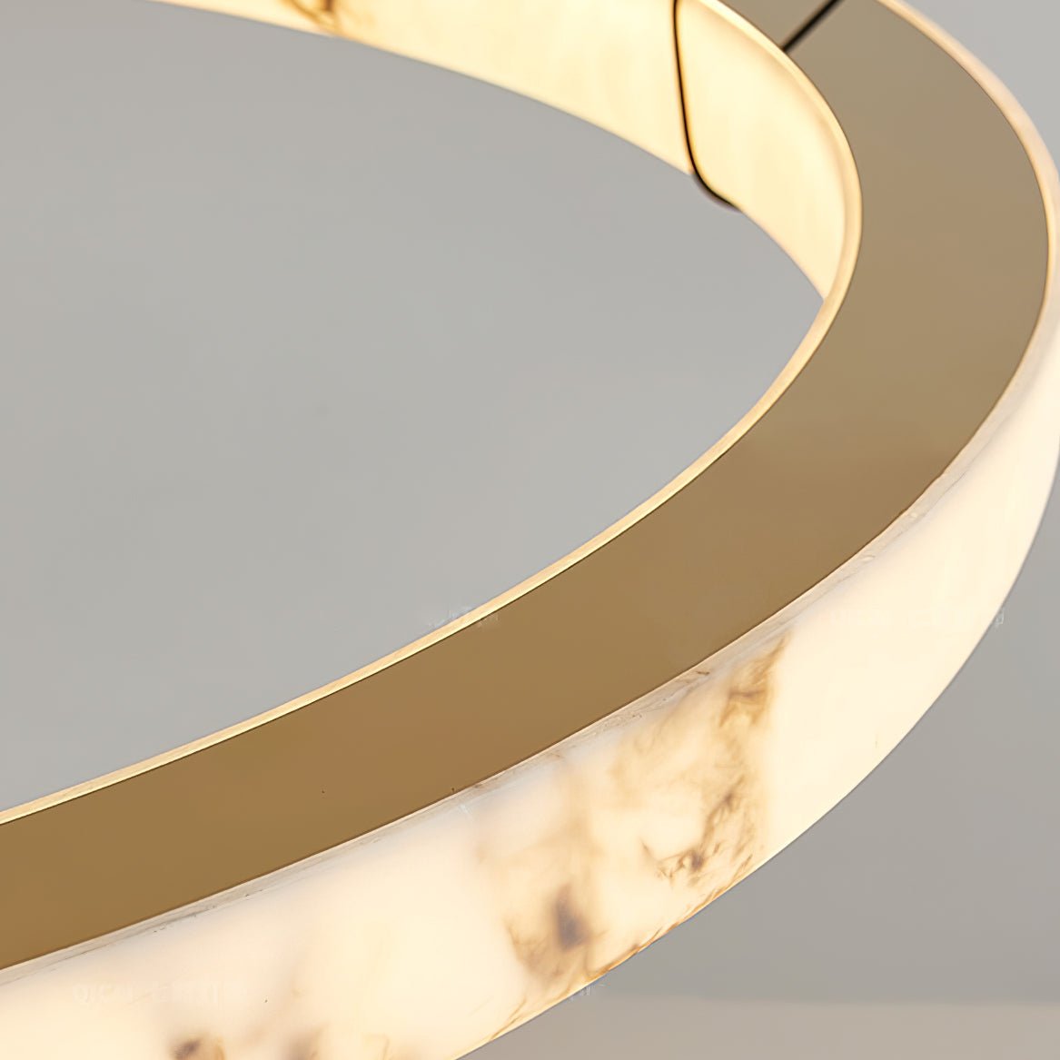 Alabaster Ring Pendant Lamp - Elegant Design with Adjustable Height