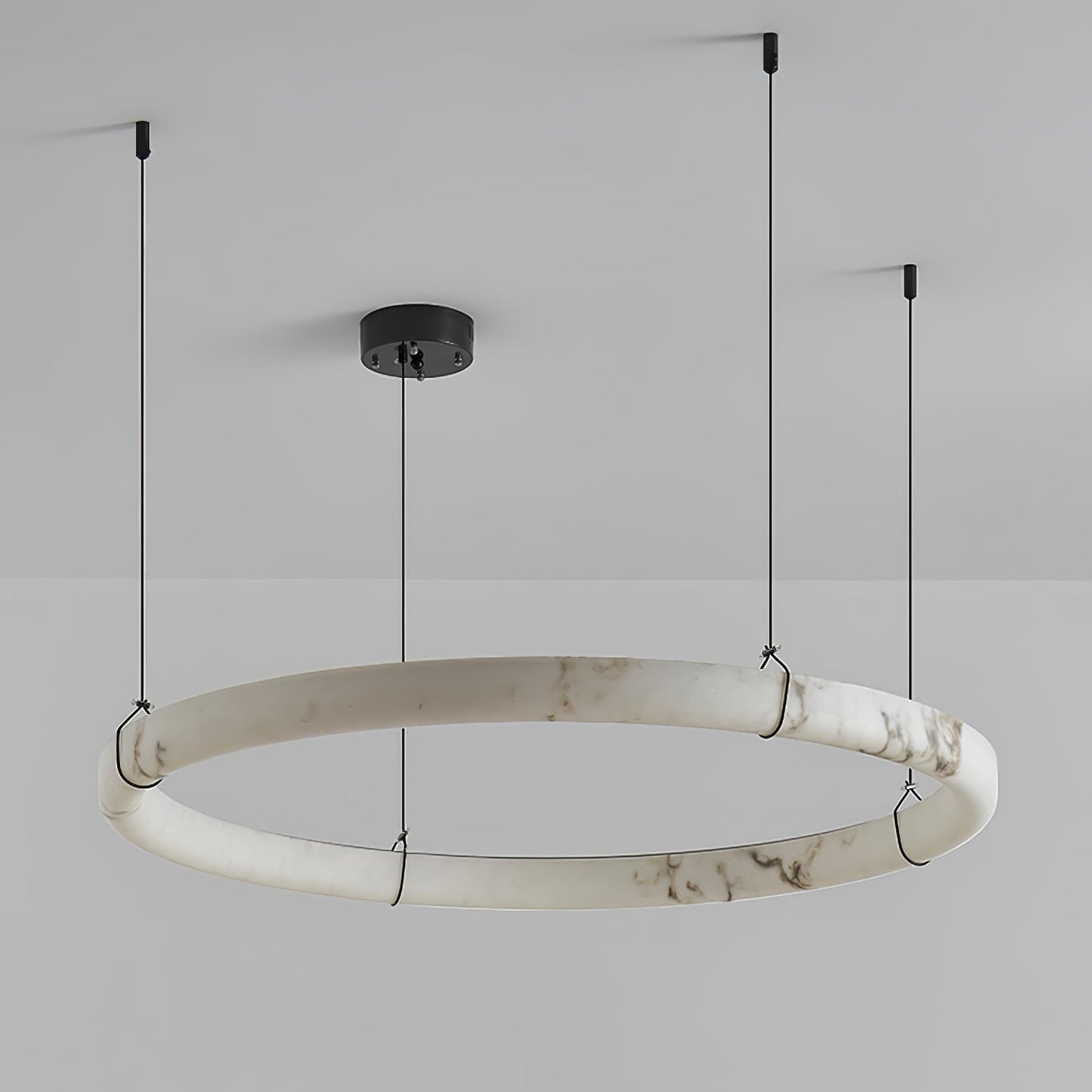 Alabaster Ring Pendant Lamp - Elegant Design with Adjustable Height