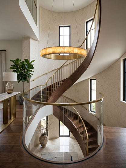 Alabaster Avalon Halo Chandelier - Elegant Design, Dimmable LED Lights