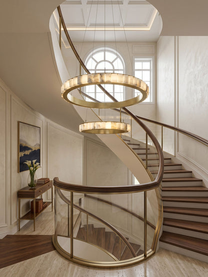 Alabaster Avalon Halo Chandelier - Elegant Design, Dimmable LED Lights