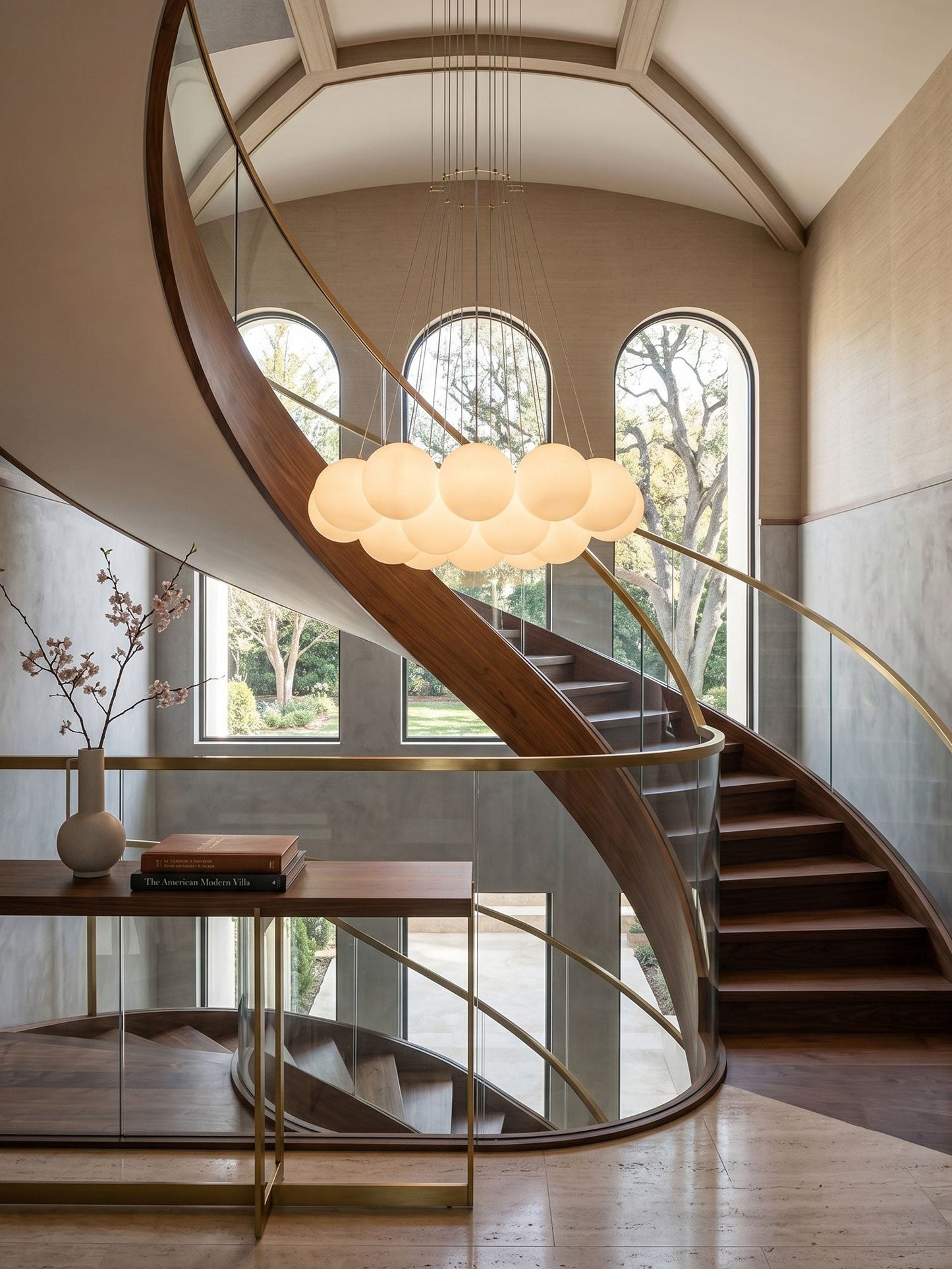 Elegant Alabaster Balls Chandelier - Adjustable Height & Soft Glow