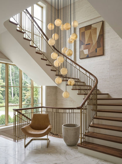 Alabaster Cluster Chandelier - Elegant Design, Adjustable Height