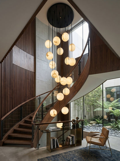 Alabaster Cluster Chandelier - Elegant Design, Adjustable Height