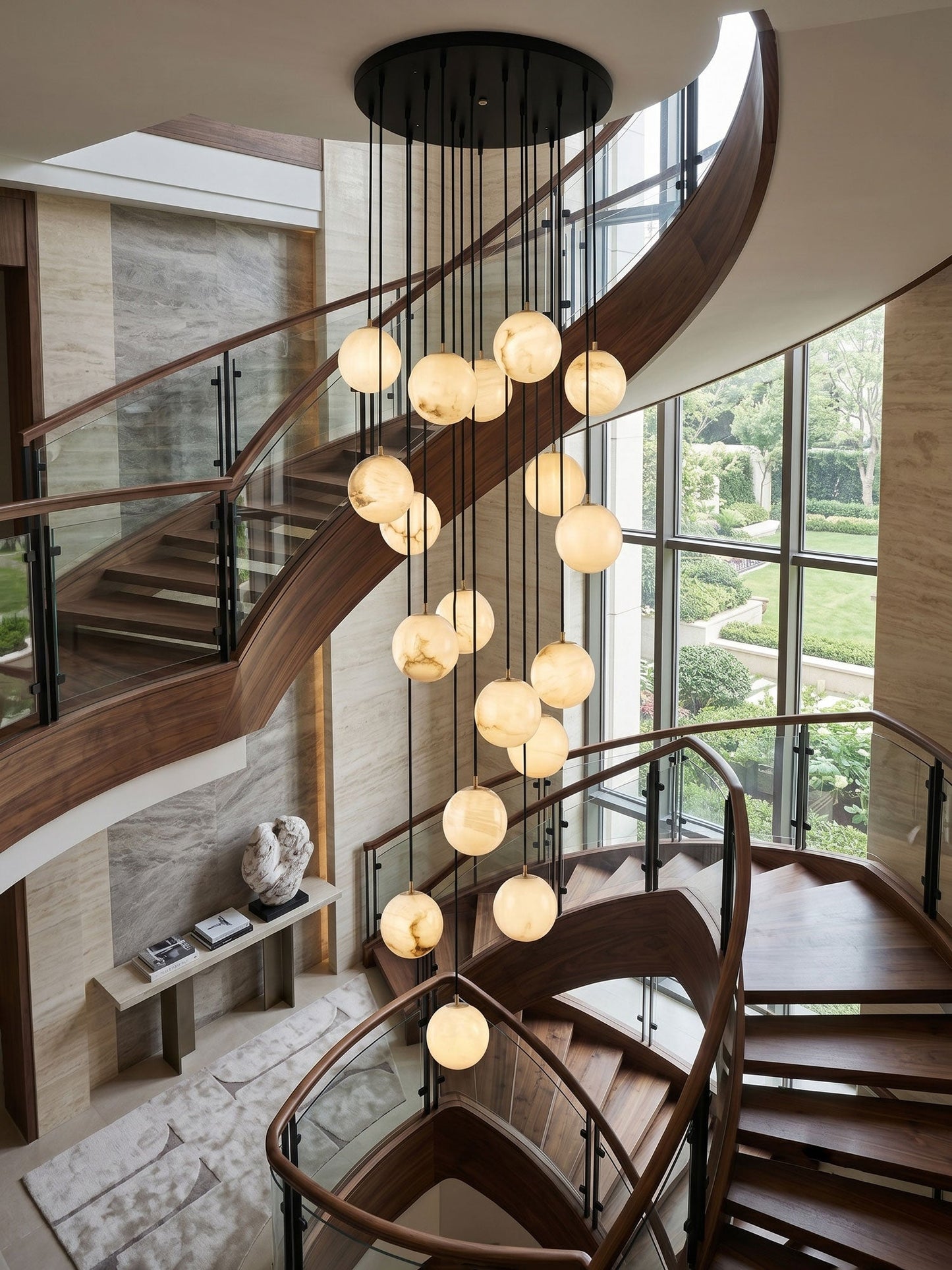 Alabaster Cluster Chandelier - Elegant Design, Adjustable Height