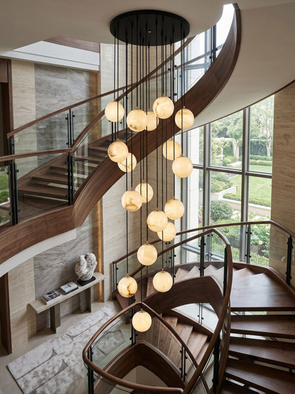 Alabaster Cluster Chandelier - Elegant Design, Adjustable Height