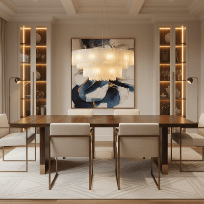 Elegant Alabaster Cascade Tiered Chandelier with Adjustable Height & L