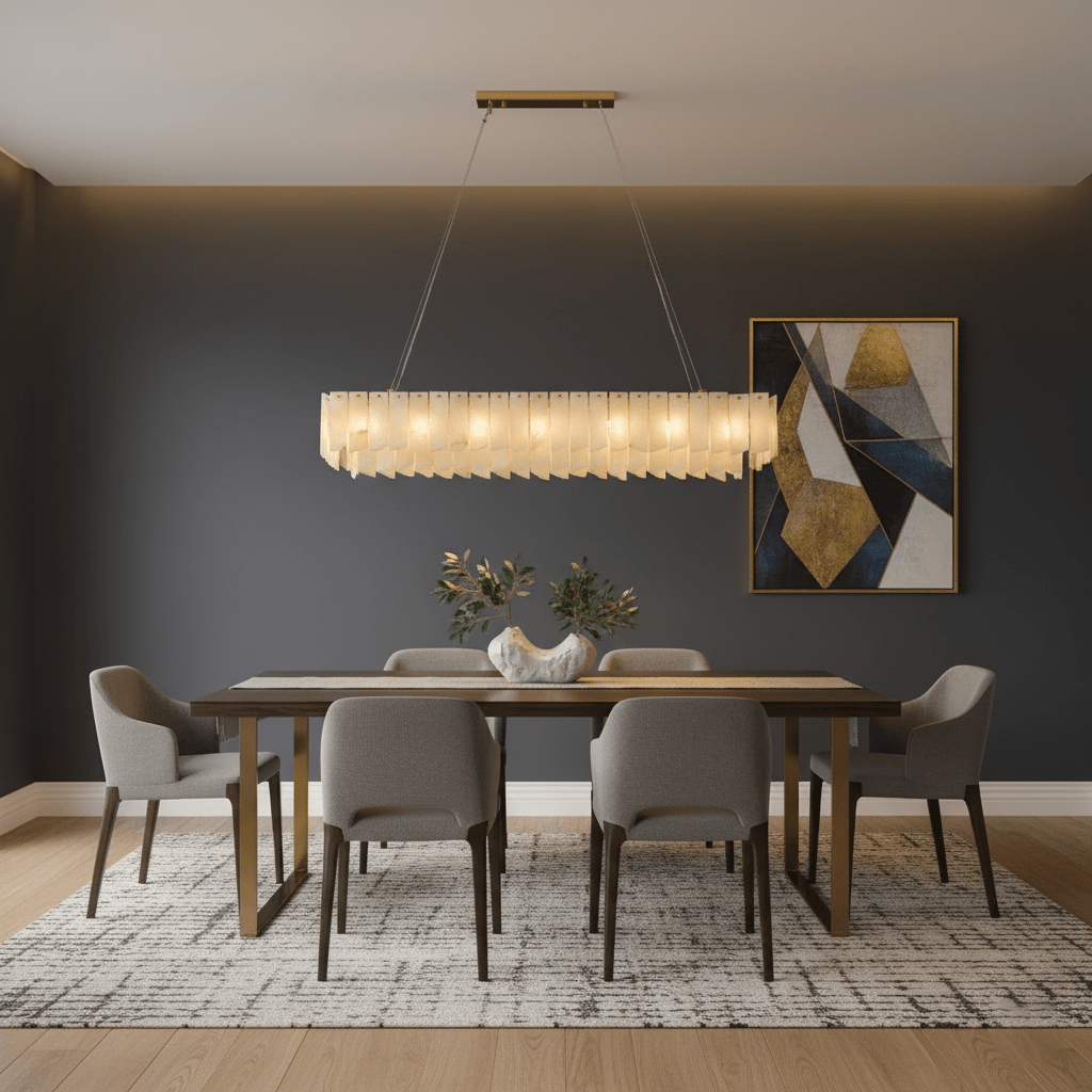 Elegant Alabaster Cascade Tiered Chandelier with Adjustable Height & L