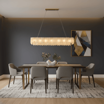 Elegant Alabaster Cascade Tiered Chandelier with Adjustable Height & L