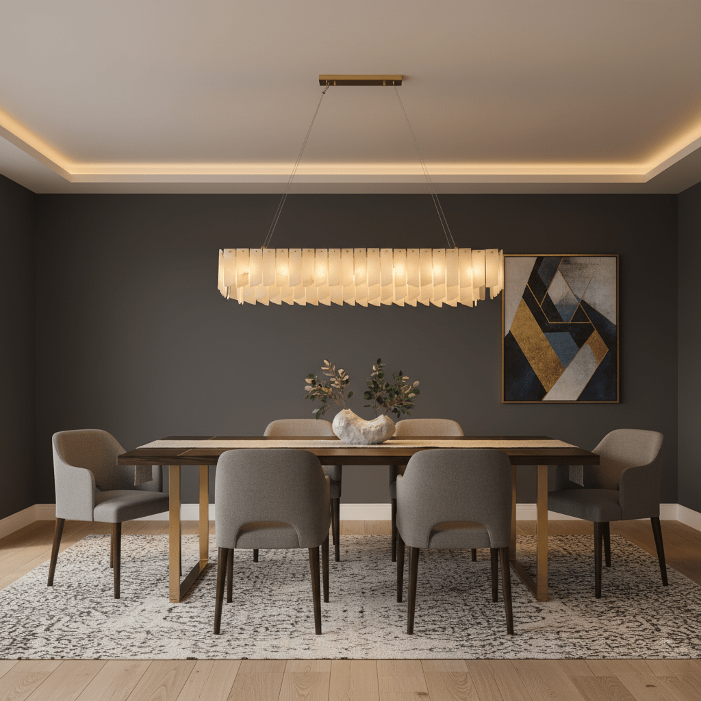 Elegant Alabaster Cascade Tiered Chandelier with Adjustable Height & L
