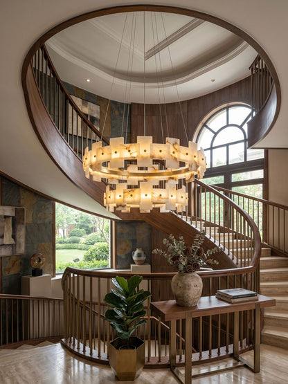 Alabaster Avalon Halo Chandelier - Elegant Design, Dimmable LED Lights