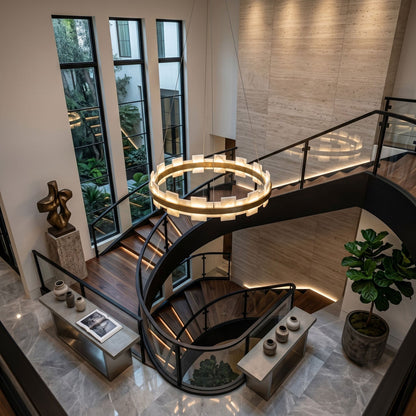 Alabaster Avalon Halo Chandelier - Elegant Design, Dimmable LED Lights