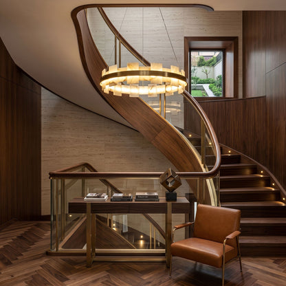 Alabaster Avalon Halo Chandelier - Elegant Design, Dimmable LED Lights