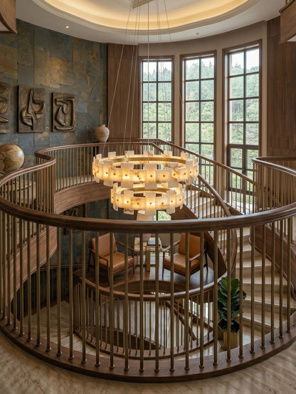 Alabaster Avalon Halo Chandelier - Elegant Design, Dimmable LED Lights