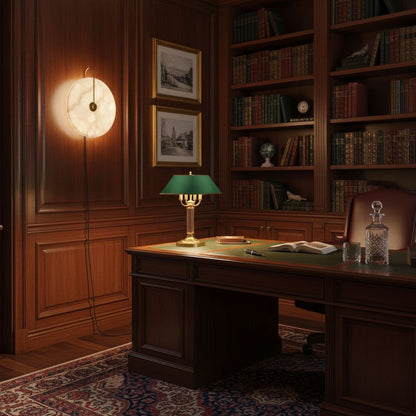 Alabaster LED Plug-In Wall Lamp - Dimmable, Energy Efficient Lighting