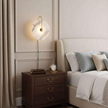 Alabaster LED Plug-In Wall Lamp - Dimmable, Energy Efficient Lighting