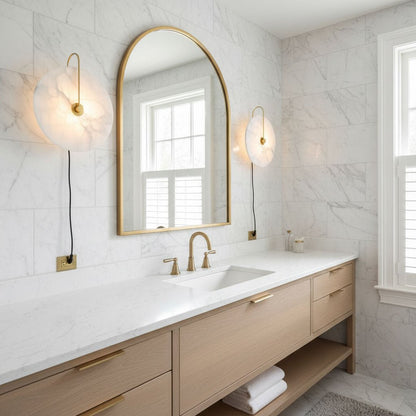 Alabaster LED Plug-In Wall Lamp - Dimmable, Energy Efficient Lighting