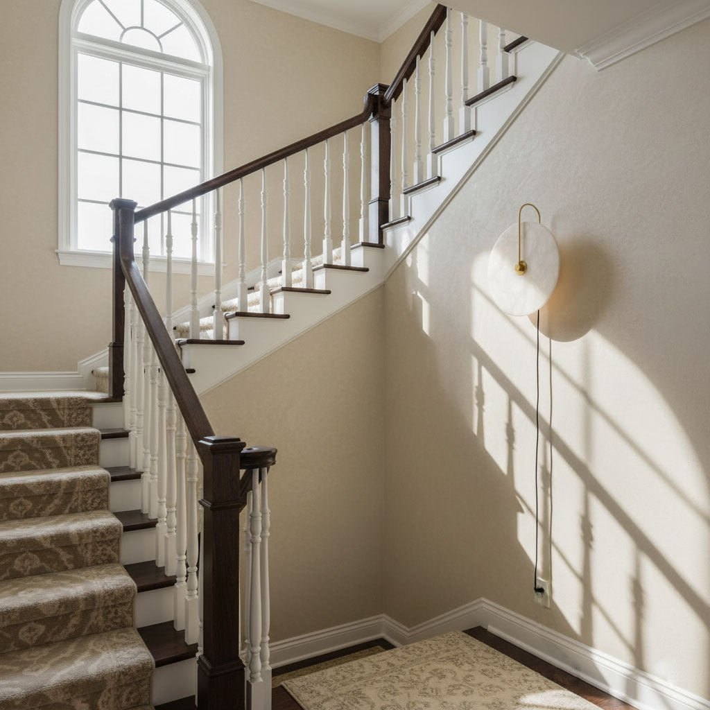 Alabaster LED Plug-In Wall Lamp - Dimmable, Energy Efficient Lighting