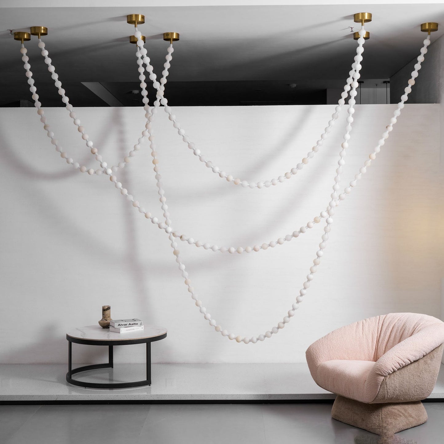 Elegant Alabaster Pearl Chandelier Necklace with Adjustable Length