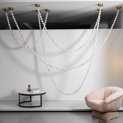 Elegant Alabaster Pearl Chandelier Necklace with Adjustable Length