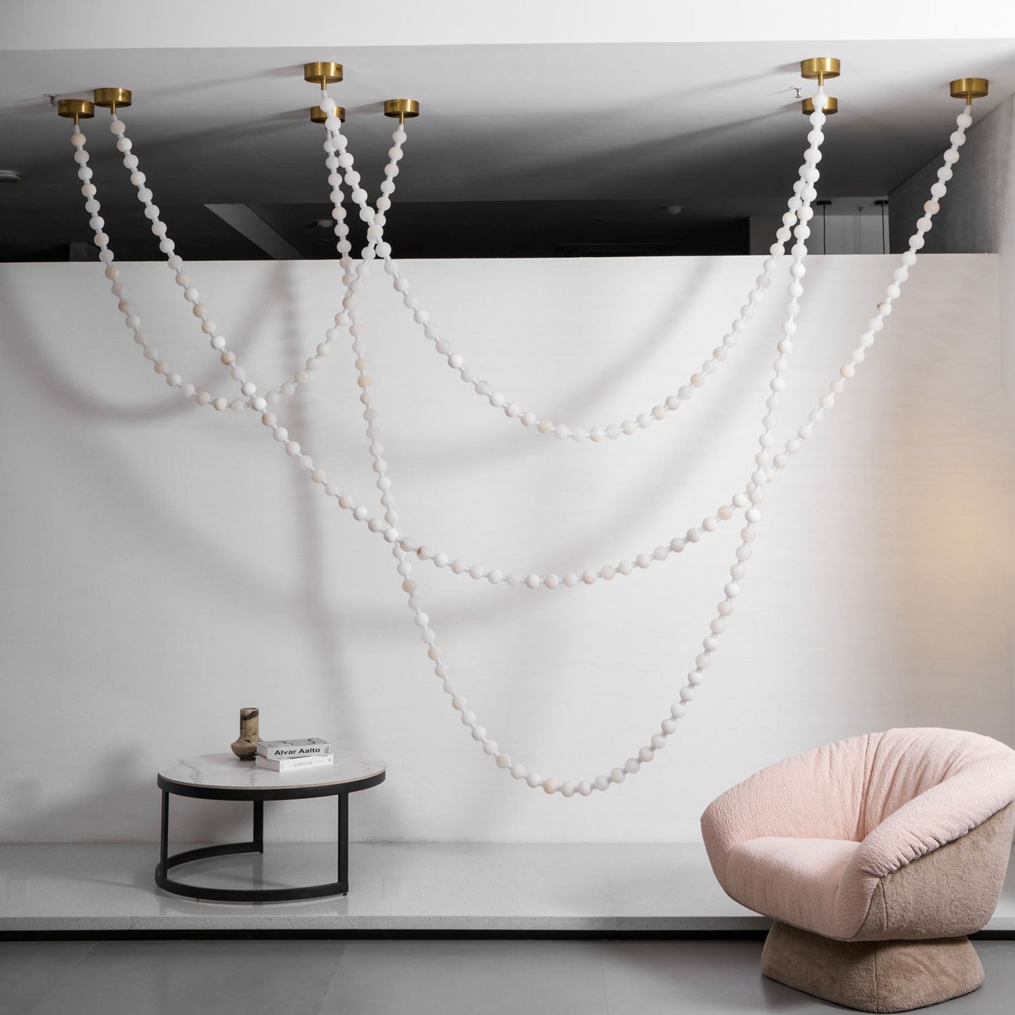 Elegant Alabaster Pearl Chandelier Necklace with Adjustable Length