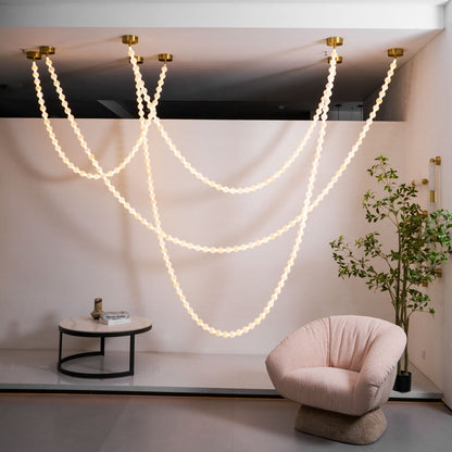Elegant Alabaster Pearl Chandelier Necklace with Adjustable Length