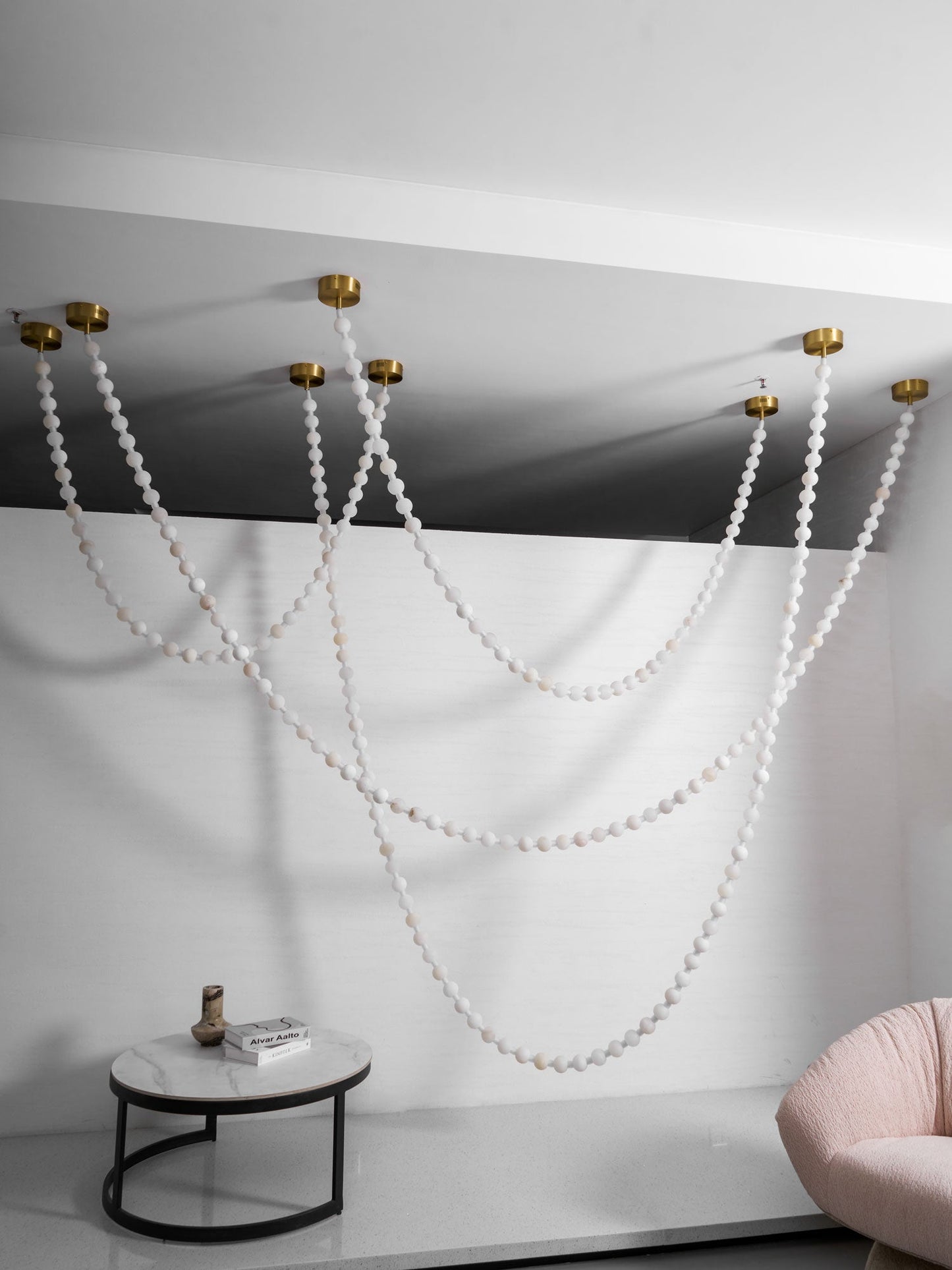 Elegant Alabaster Pearl Chandelier Necklace with Adjustable Length