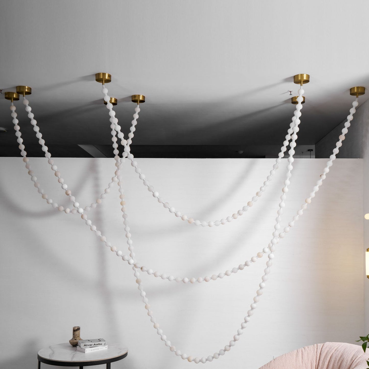 Elegant Alabaster Pearl Chandelier Necklace with Adjustable Length
