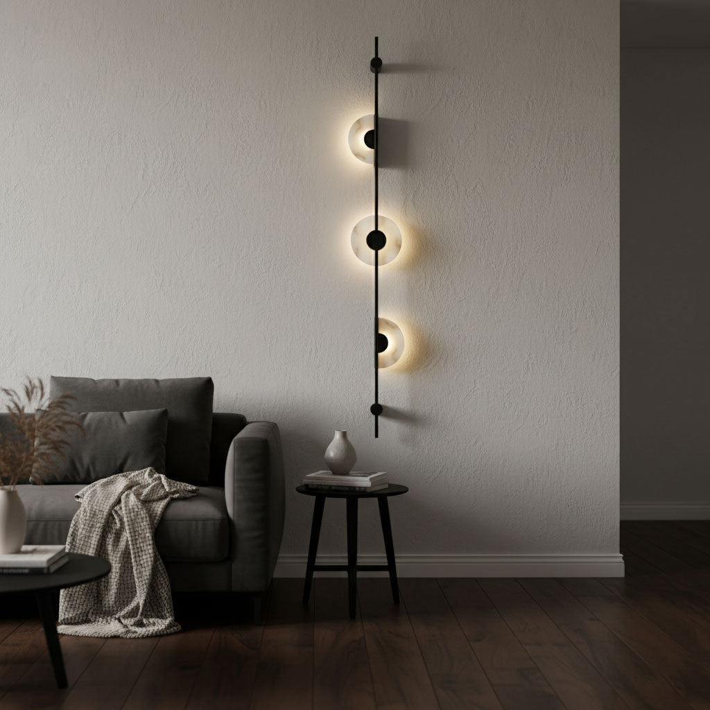 Alabaster Vertical Wall Sconce - Soft Glow, Easy Installation