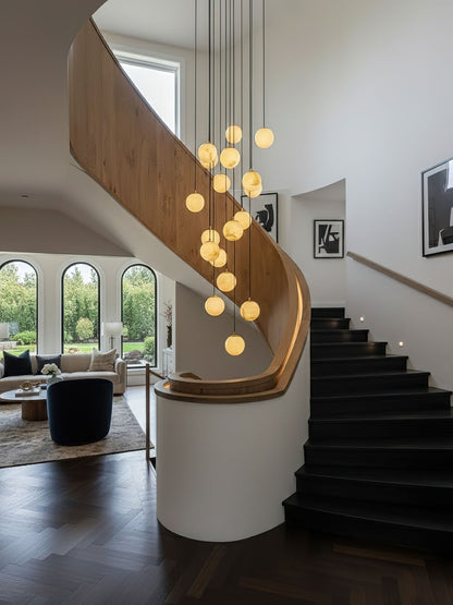Alabaster Cluster Chandelier - Elegant Design, Adjustable Height