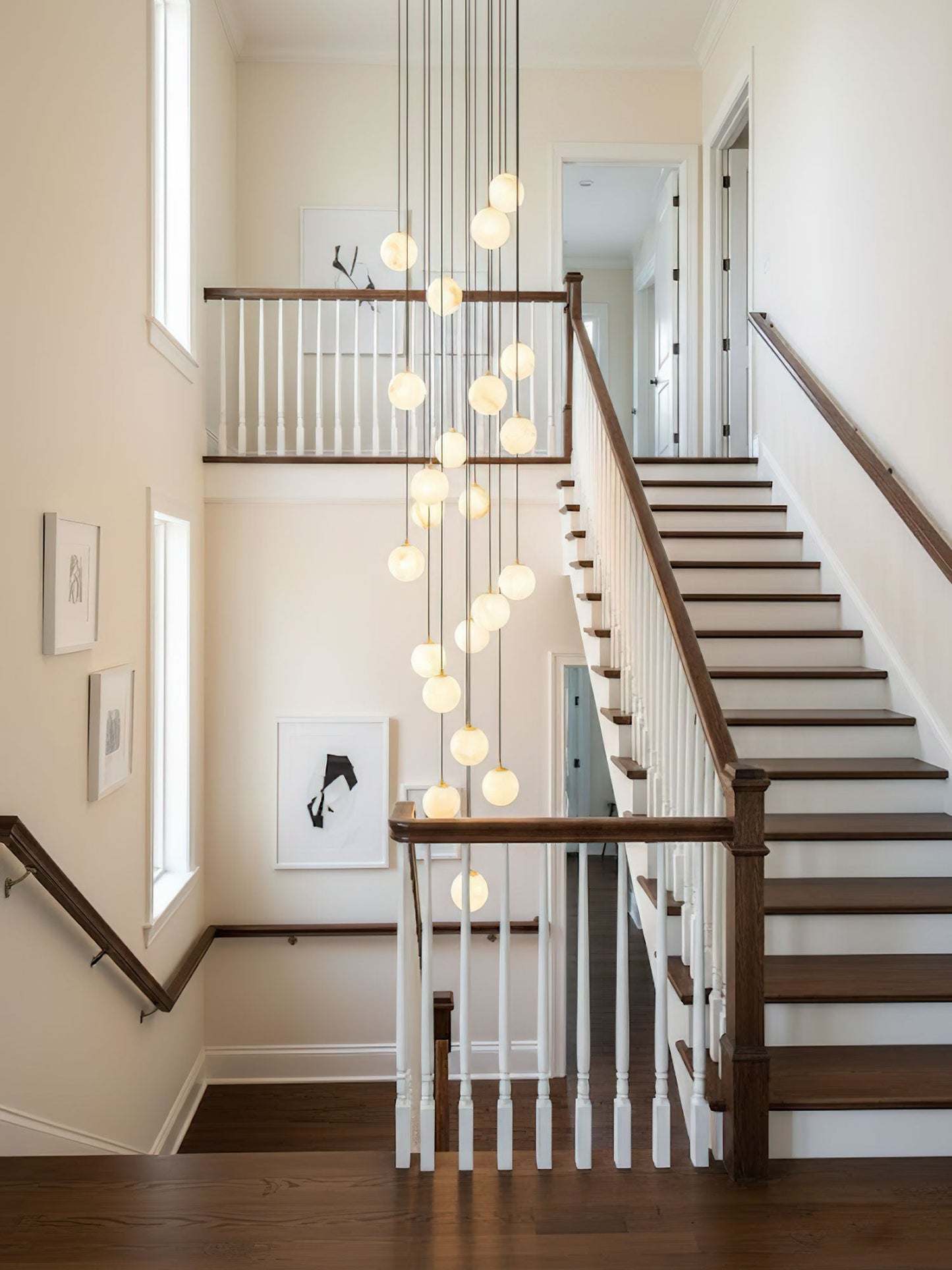 Alabaster Cluster Chandelier - Elegant Design, Adjustable Height