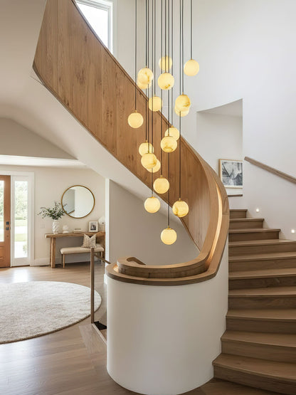 Alabaster Cluster Chandelier - Elegant Design, Adjustable Height