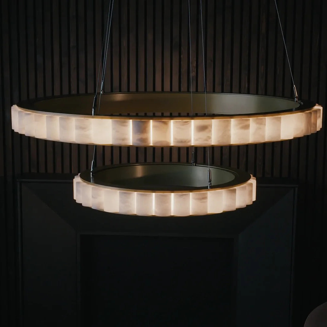 Alabaster Avalon Halo Chandelier - Elegant Design, Dimmable LED Lights
