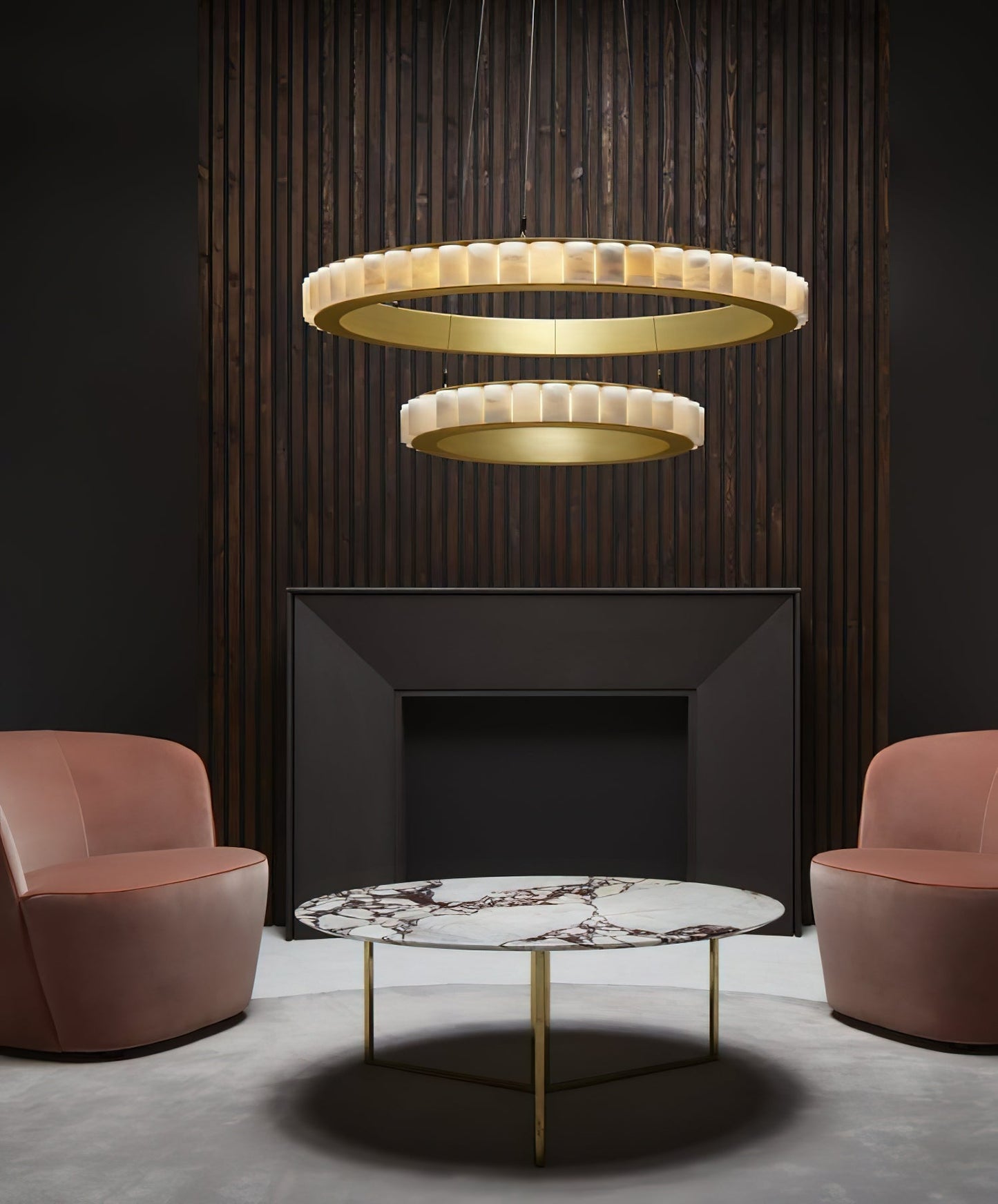 Alabaster Avalon Halo Chandelier - Elegant Design, Dimmable LED Lights