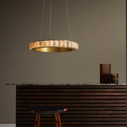 Alabaster Avalon Halo Chandelier - Elegant Design, Dimmable LED Lights