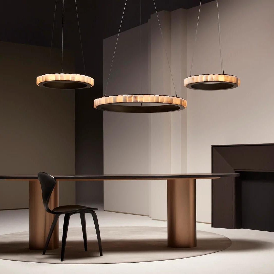 Alabaster Avalon Halo Chandelier - Elegant Design, Dimmable LED Lights
