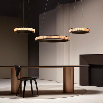 Alabaster Avalon Halo Chandelier - Elegant Design, Dimmable LED Lights