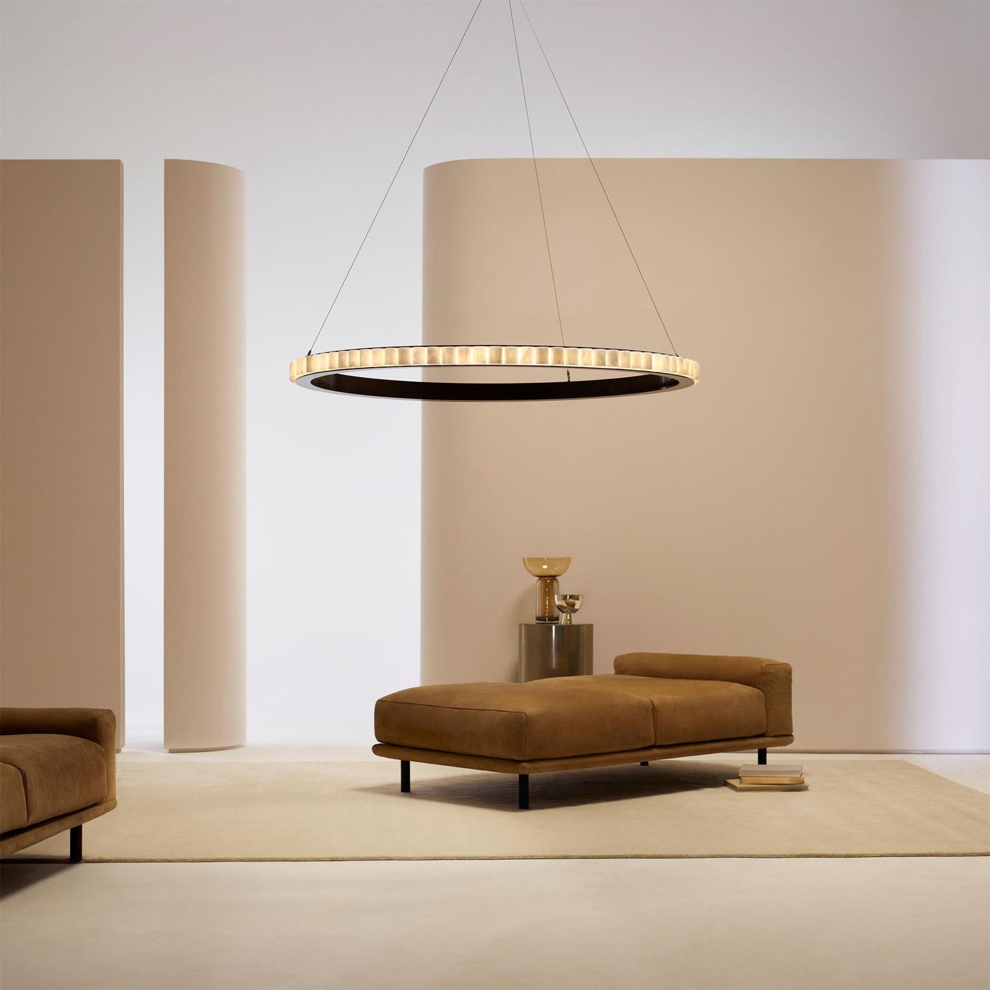 Alabaster Avalon Halo Chandelier - Elegant Design, Dimmable LED Lights