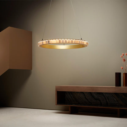 Alabaster Avalon Halo Chandelier - Elegant Design, Dimmable LED Lights