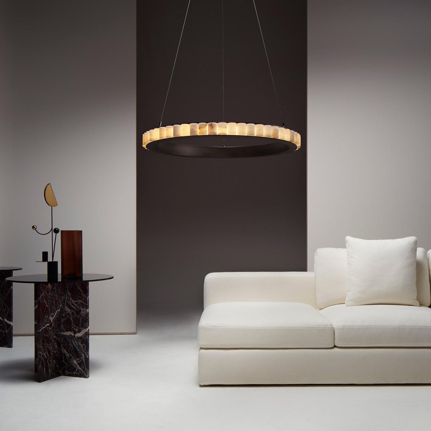 Alabaster Avalon Halo Chandelier - Elegant Design, Dimmable LED Lights