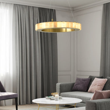 Alabaster Avalon Halo Chandelier - Elegant Design, Dimmable LED Lights