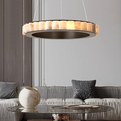 Alabaster Avalon Halo Chandelier - Elegant Design, Dimmable LED Lights