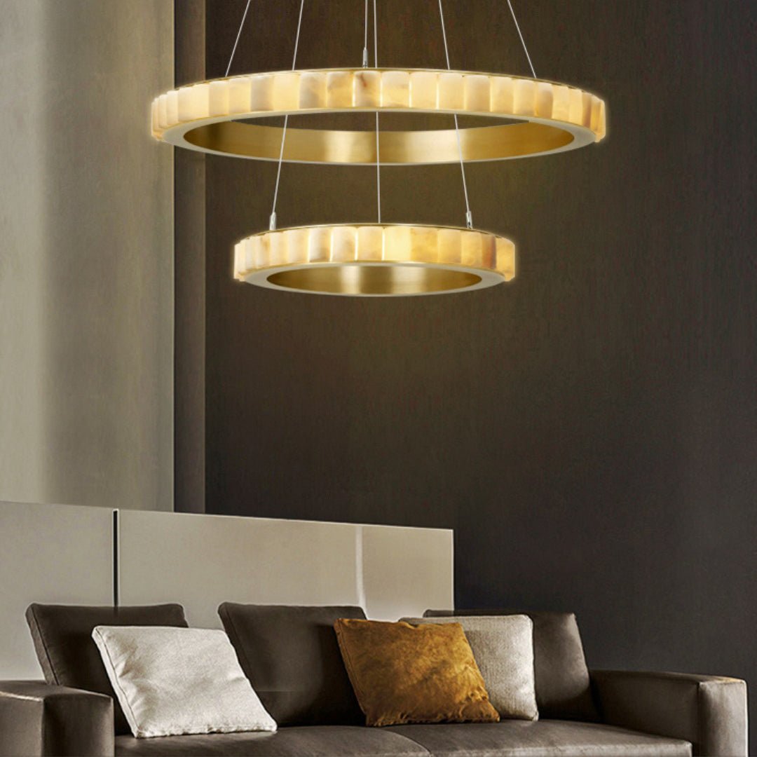 Alabaster Avalon Halo Chandelier - Elegant Design, Dimmable LED Lights