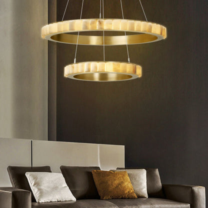 Alabaster Avalon Halo Chandelier - Elegant Design, Dimmable LED Lights