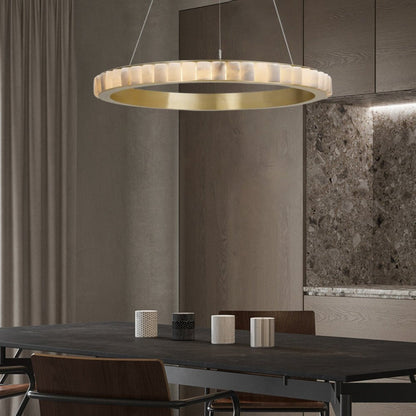 Alabaster Avalon Halo Chandelier - Elegant Design, Dimmable LED Lights