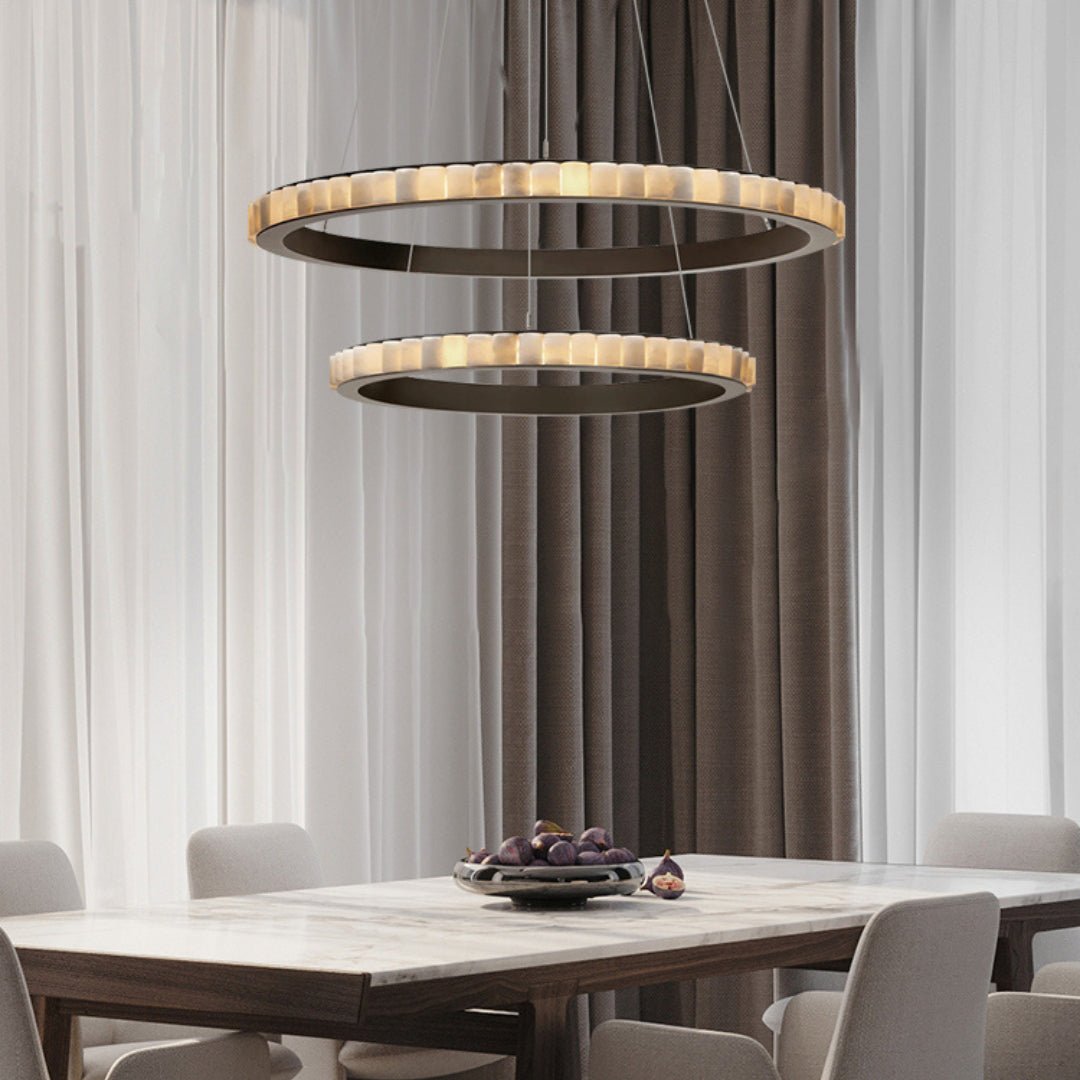 Alabaster Avalon Halo Chandelier - Elegant Design, Dimmable LED Lights