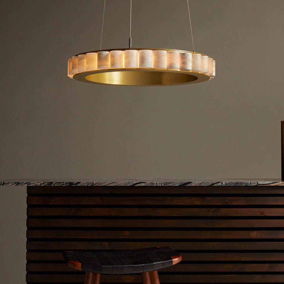 Alabaster Avalon Halo Chandelier - Elegant Design, Dimmable LED Lights