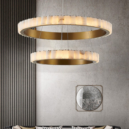 Alabaster Avalon Halo Chandelier - Elegant Design, Dimmable LED Lights