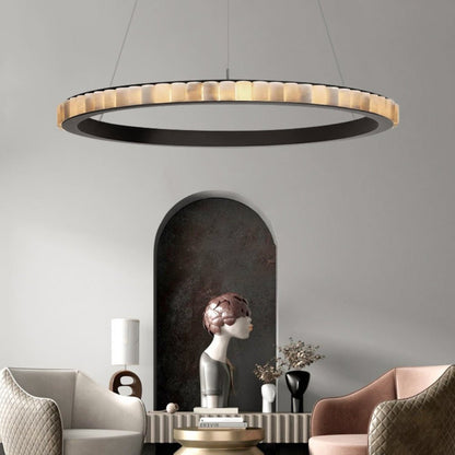 Alabaster Avalon Halo Chandelier - Elegant Design, Dimmable LED Lights